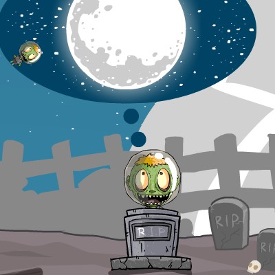 Гра Леталка з рогатки: Відправ Зомбі на Місяць